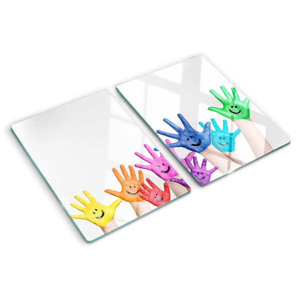 Tabla de cortar Manos sonrientes de colores