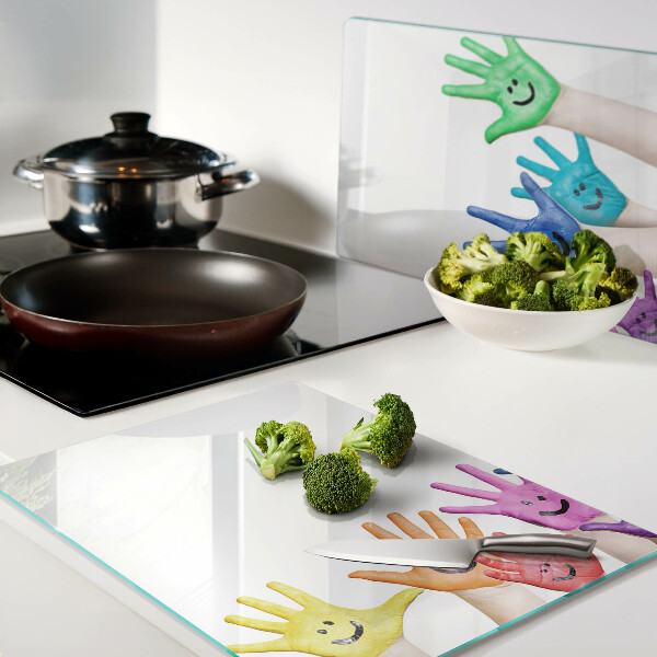 Tabla de cortar Manos sonrientes de colores