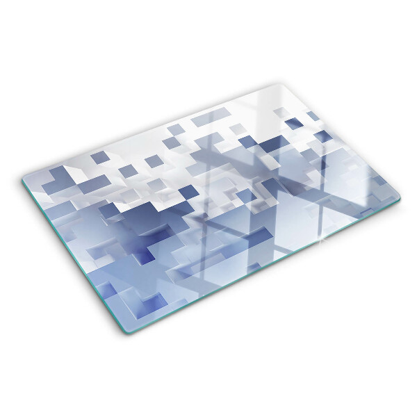 Tabla de cortar de cristal Patrones geométricos en tonos azules
