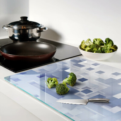 Tabla de cortar de cristal Patrones geométricos en tonos azules