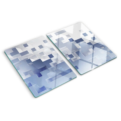Tabla de cortar de cristal Patrones geométricos en tonos azules