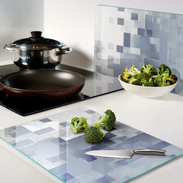 Tabla de cortar de cristal Patrones geométricos en tonos azules