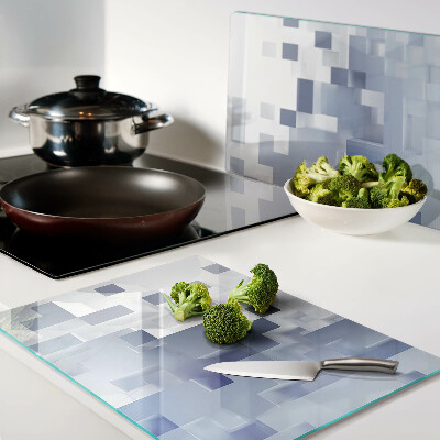 Tabla de cortar de cristal Patrones geométricos en tonos azules