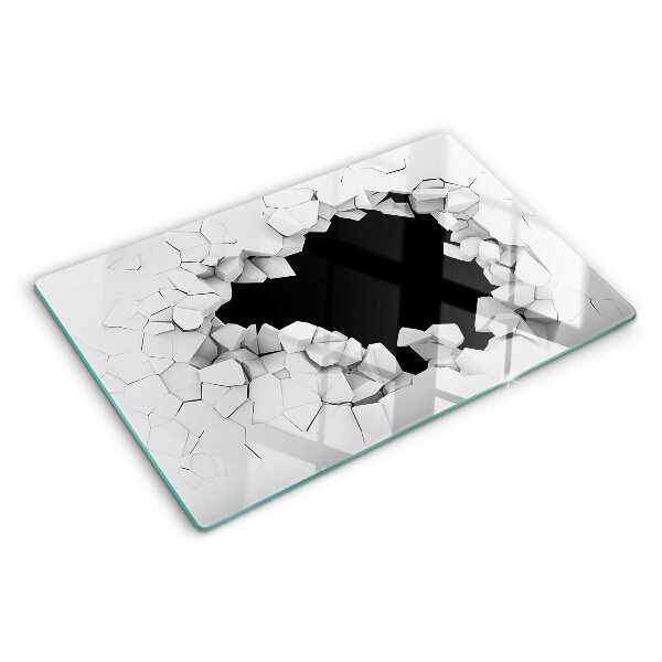 Tabla de cortar de cristal pared agrietada