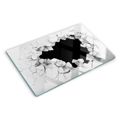 Tabla de cortar de cristal pared agrietada
