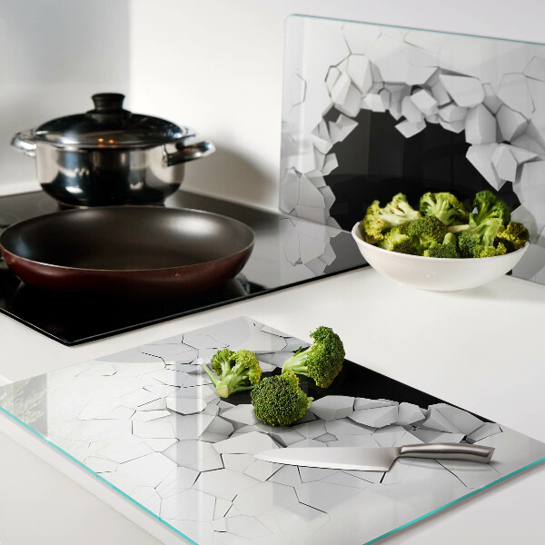 Tabla de cortar de cristal pared agrietada