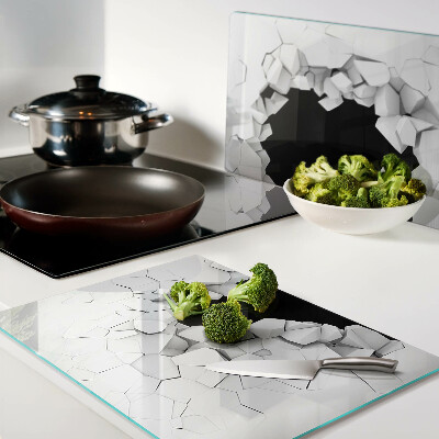 Tabla de cortar de cristal pared agrietada