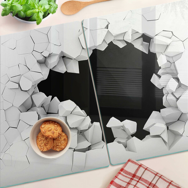 Tabla de cortar de cristal pared agrietada
