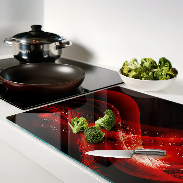 Deska kuchenna szklana Czerwone fale z efektem świetlnym