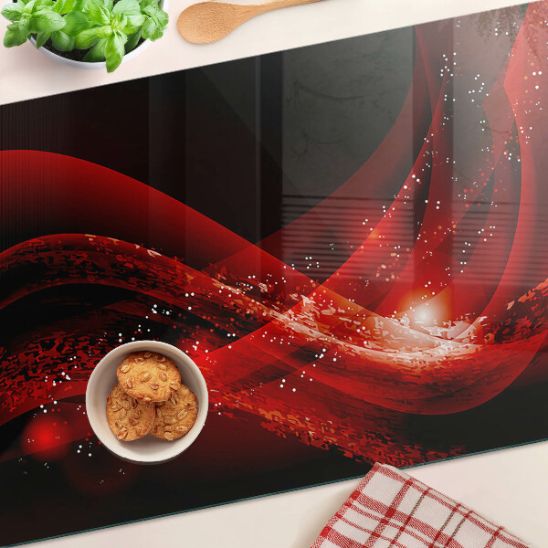 Deska kuchenna szklana Czerwone fale z efektem świetlnym