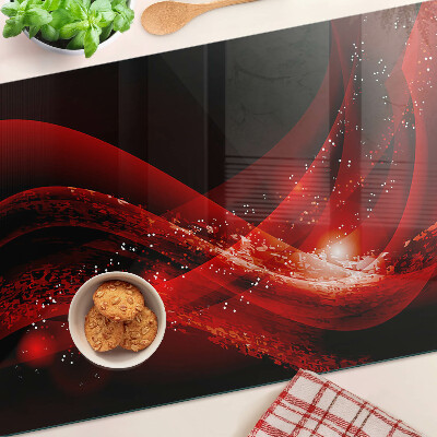 Deska kuchenna szklana Czerwone fale z efektem świetlnym