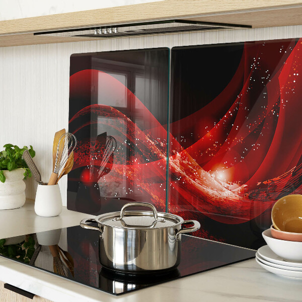 Deska kuchenna szklana Czerwone fale z efektem świetlnym