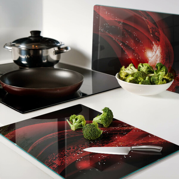 Tabla de cortar Ondas rojas con efecto de luz.