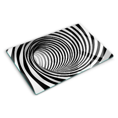 Tabla de cocina Patrón en espiral en tonos blanco y negro.