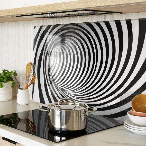 Tabla de cocina Patrón en espiral en tonos blanco y negro.