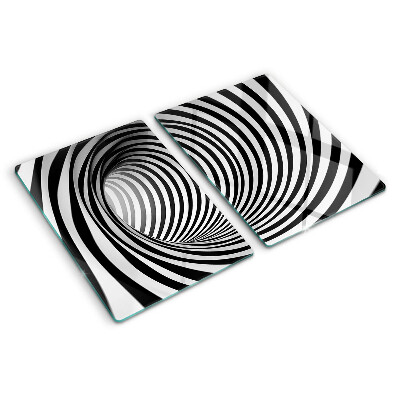 Tabla de cocina Patrón en espiral en tonos blanco y negro.