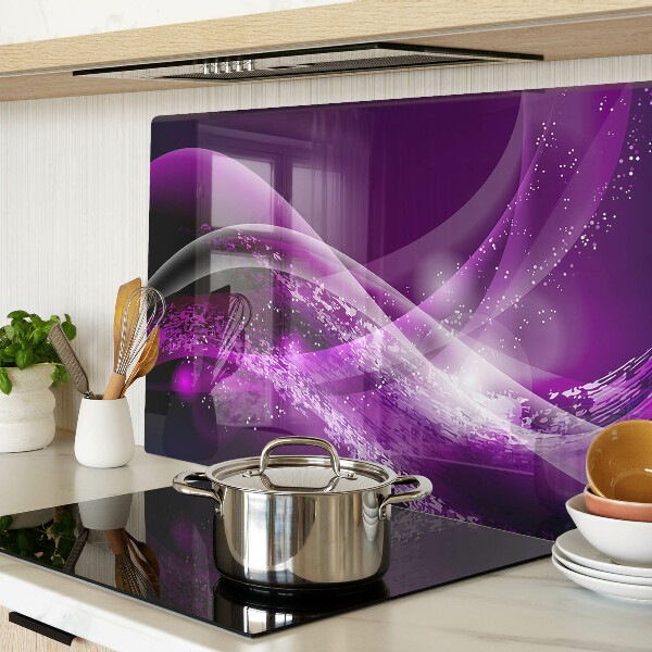 Tabla de cortar de cristal Ondas moradas con efecto de luz.