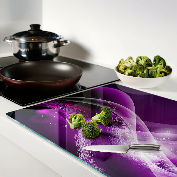 Tabla de cortar de cristal Ondas moradas con efecto de luz.