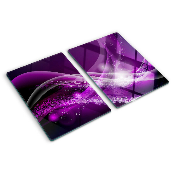Tabla de cortar de cristal Ondas moradas con efecto de luz.