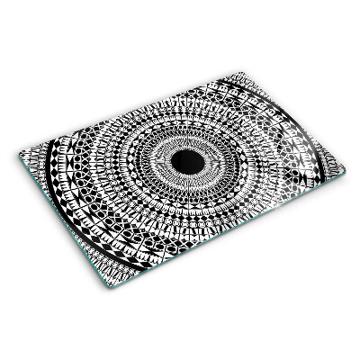 Tabla de cortar Mandala en tonos blanco y negro