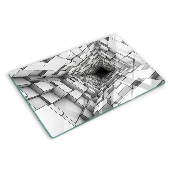 Tabla de cortar de cristal Laberinto de cubos 3D