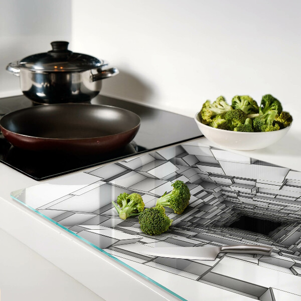 Tabla de cortar de cristal Laberinto de cubos 3D