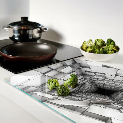 Tabla de cortar de cristal Laberinto de cubos 3D