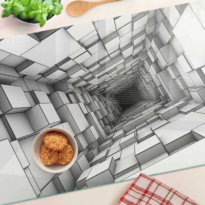 Tabla de cortar de cristal Laberinto de cubos 3D