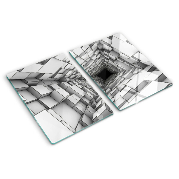 Tabla de cortar de cristal Laberinto de cubos 3D