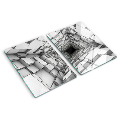 Tabla de cortar de cristal Laberinto de cubos 3D