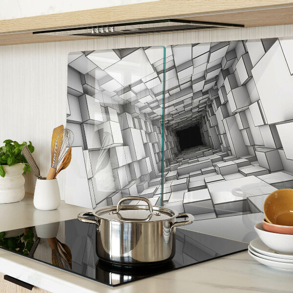 Tabla de cortar de cristal Laberinto de cubos 3D