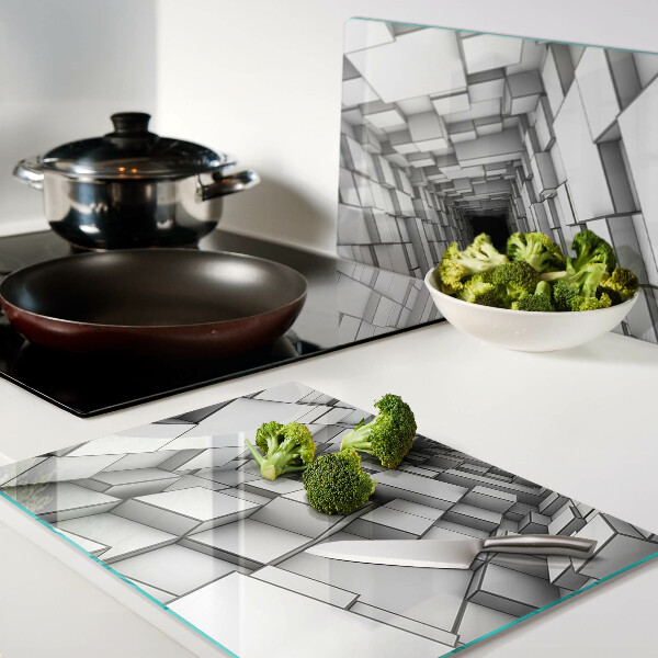 Deska kuchenna szklana Trójwymiarowy labirynt sześcianów