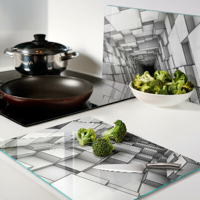 Tabla de cortar de cristal Laberinto de cubos 3D