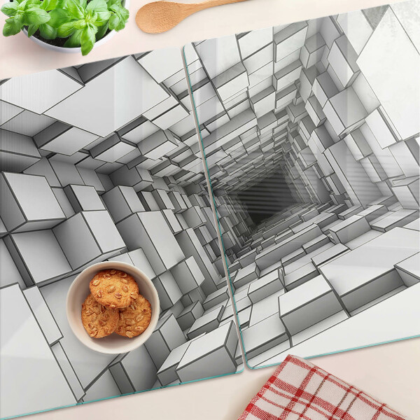 Tabla de cortar de cristal Laberinto de cubos 3D