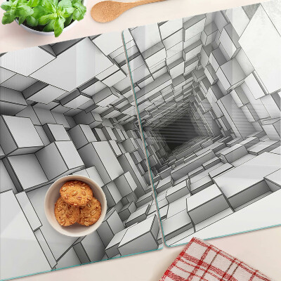 Tabla de cortar de cristal Laberinto de cubos 3D