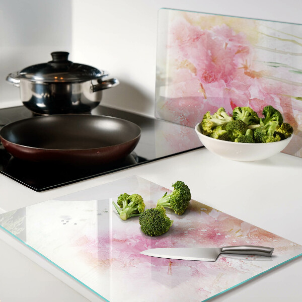 Szklana deska do krojenia Kwiatowe akwarele w pastelowych kolorach