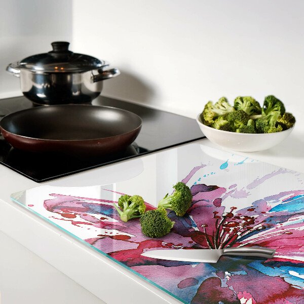 Tabla de cortar de cristal Acuarelas florales en colores intensos