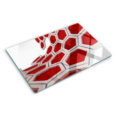 Tabla de cortar Motivo hexagonal en tonos rojos