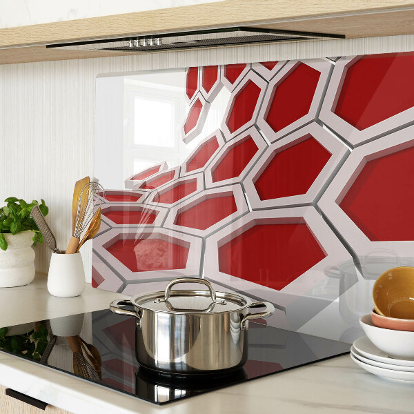 Tabla de cortar Motivo hexagonal en tonos rojos