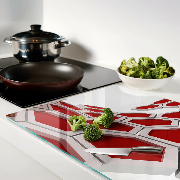 Deska kuchenna szklana Motyw heksagonalny w odcieniach czerwieni