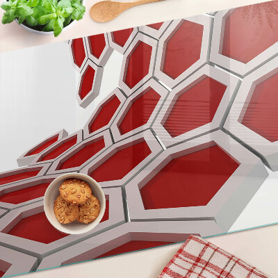 Tabla de cortar Motivo hexagonal en tonos rojos