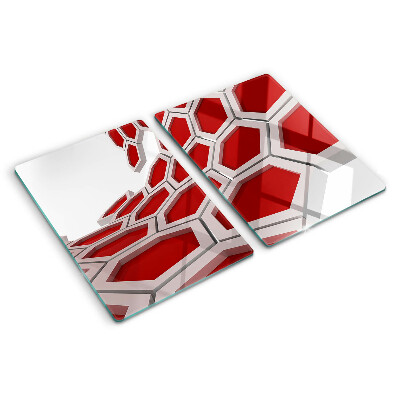 Tabla de cortar Motivo hexagonal en tonos rojos