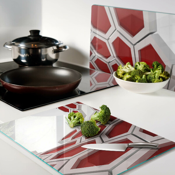 Tabla de cortar Motivo hexagonal en tonos rojos