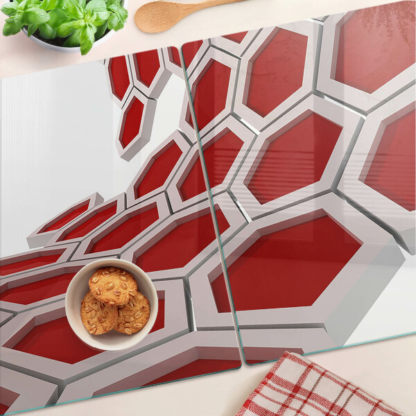 Tabla de cortar Motivo hexagonal en tonos rojos