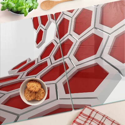Tabla de cortar Motivo hexagonal en tonos rojos