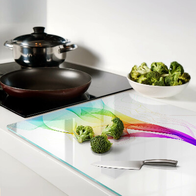Szklana deska kuchenna Tęczowe fale kolorów