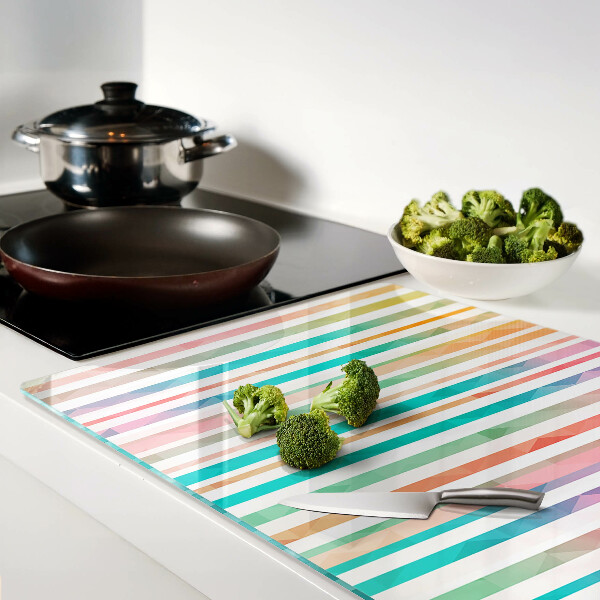 Tabla para cortar Rayas de colores en tonos del arcoíris.