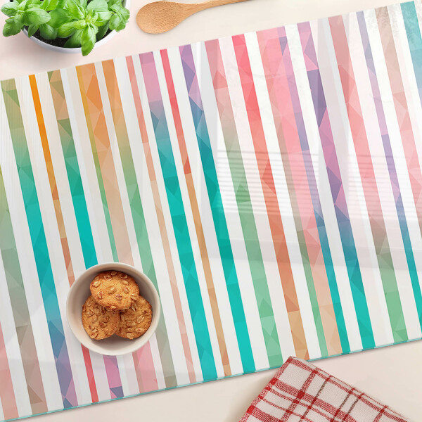 Tabla para cortar Rayas de colores en tonos del arcoíris.