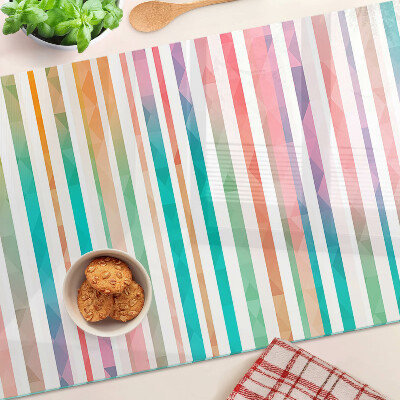 Tabla para cortar Rayas de colores en tonos del arcoíris.