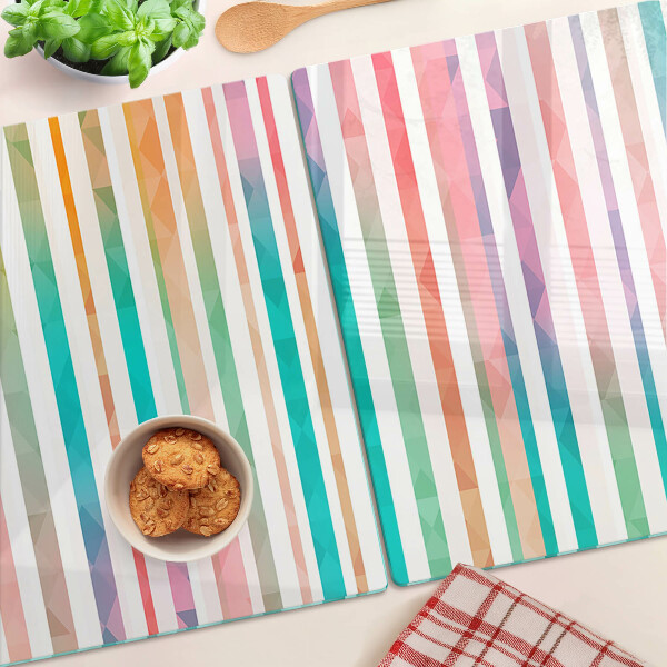 Tabla para cortar Rayas de colores en tonos del arcoíris.